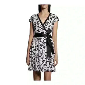 Narciso Rodriguez For Design Nation Black & White Wrap Dress Size L